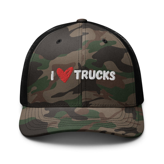 I Heart Trucks Embroidered Camouflage Trucker Hat