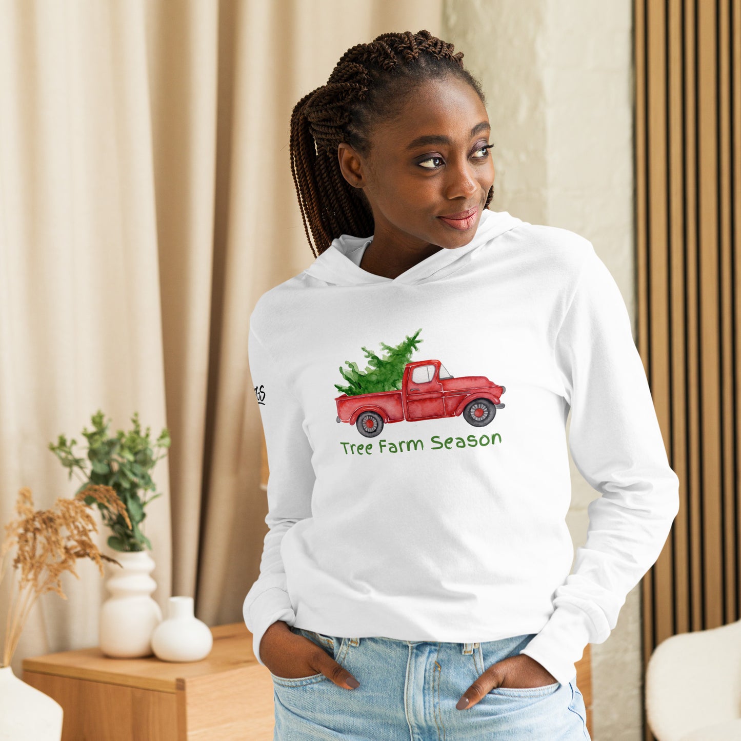 Tree Farm Season Hooded Long-sleeve Tee