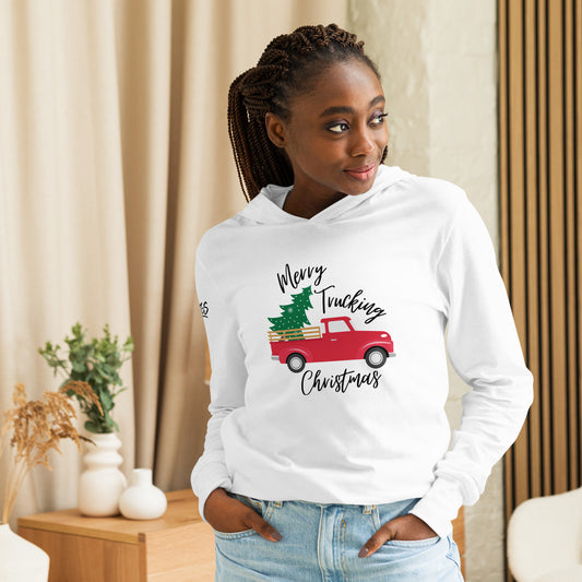 Merry Trucking Christmas Hooded Long-sleeve Tee