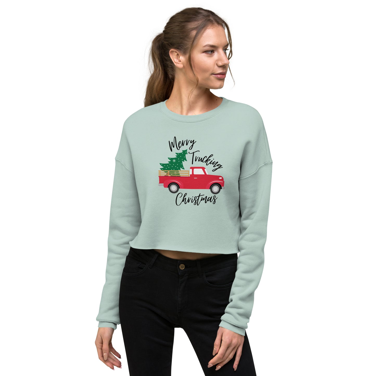 Merry Trucking Christmas Crop Sweatshirt