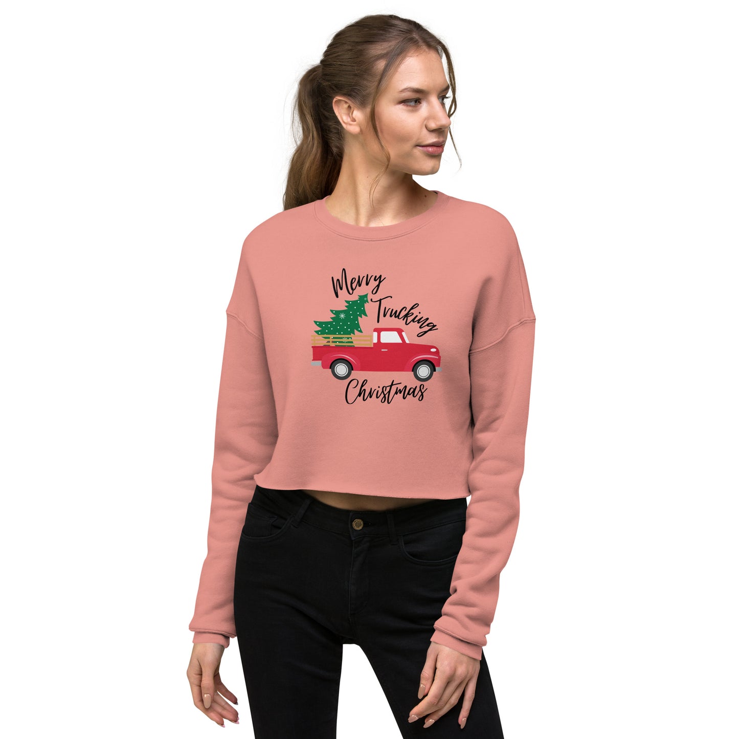 Merry Trucking Christmas Crop Sweatshirt